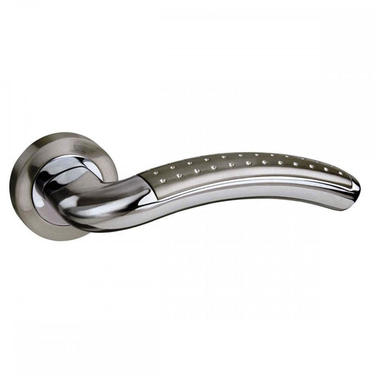 Atlantic UK Hardware Satin Nickel/Polished Chrome Mediterranean Monaco Lever on Round Rose M78SNCP