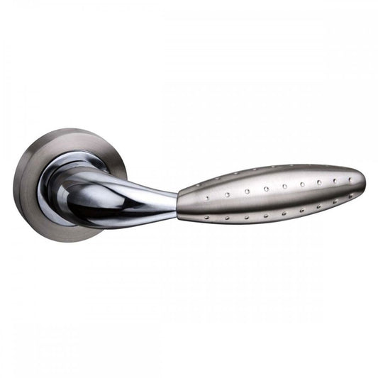 Atlantic UK Hardware Satin Nickel/Polished Chrome Mediterranean Oran Lever on Round Rose M73SNCP