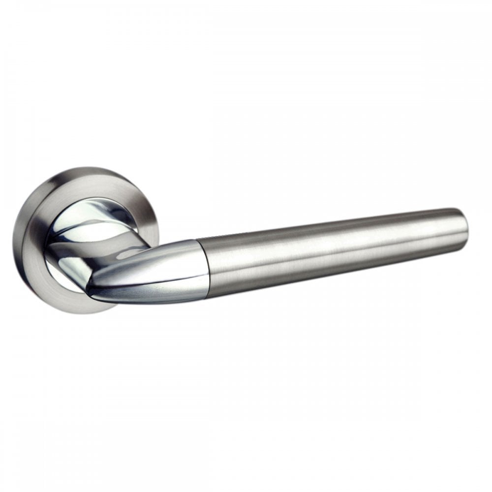 Atlantic UK Hardware Satin Nickel/Polished Chrome Mediterranean Toulon Lever on Round Rose M191SNCP