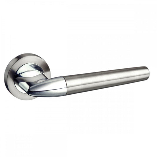 Atlantic UK Hardware Satin Nickel/Polished Chrome Mediterranean Toulon Lever on Round Rose M191SNCP