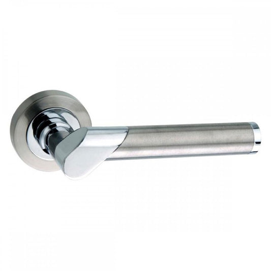 Atlantic UK Hardware Satin Nickel/Polished Chrome Mediterranean Tunis Lever on Round Rose M125SNCP