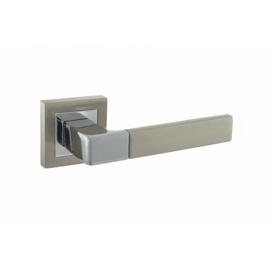 Atlantic UK Hardware Satin Nickel/Polished Chrome Montana Lever on Square Rose S40SSNPC