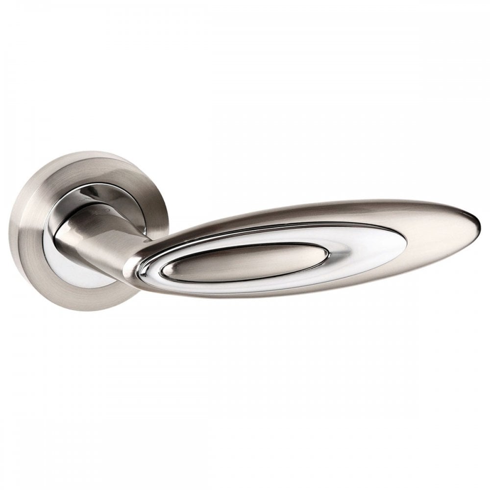 Atlantic UK Hardware Satin Nickel/Polished Chrome Pari Elisse Designer Lever on Round Rose SPM222SNCP