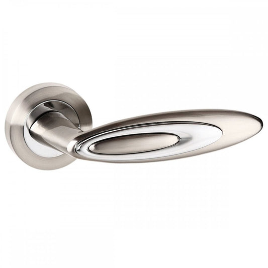 Atlantic UK Hardware Satin Nickel/Polished Chrome Pari Elisse Designer Lever on Round Rose SPM222SNCP