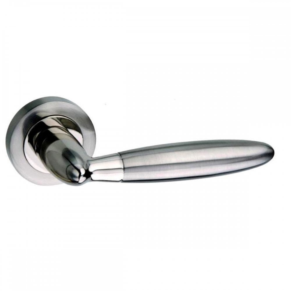 Atlantic UK Hardware Satin Nickel/Polished Nickel Mediterranean Gibraltar Lever on Round Rose M83SNNP