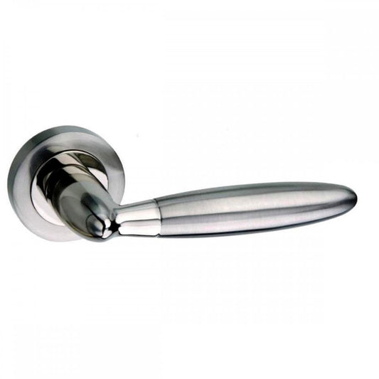 Atlantic UK Hardware Satin Nickel/Polished Nickel Mediterranean Gibraltar Lever on Round Rose M83SNNP