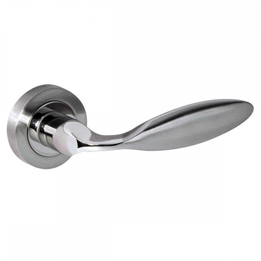 Atlantic UK Hardware Satin Nickel/Polished Nickel Mediterranean Ibiza Lever on Round Rose M46SNNP