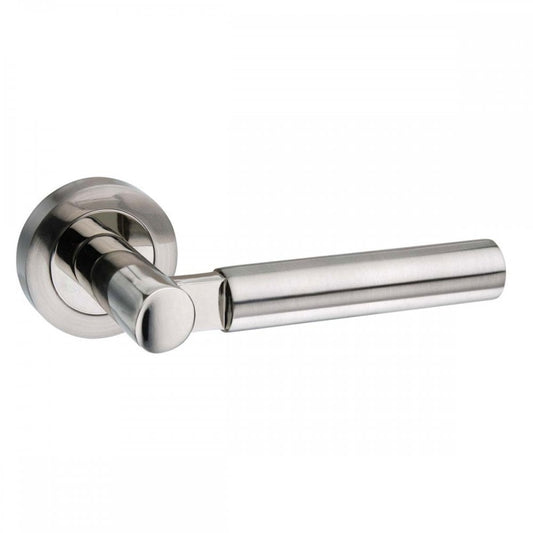 Atlantic UK Hardware Satin Nickel/Polished Nickel Mediterranean Palermo Lever on Round Rose M63SNNP