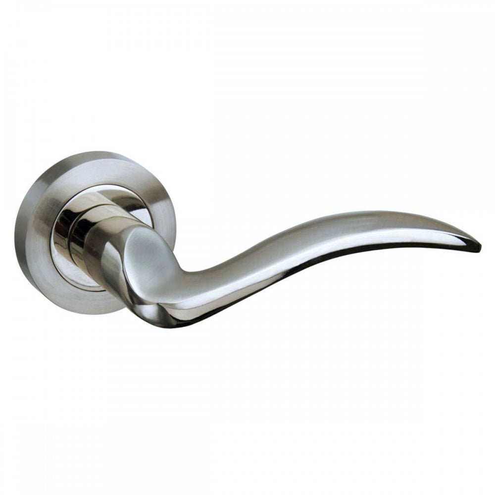 Atlantic UK Hardware Satin Nickel/Polished Nickel Mediterranean Valencia Lever on Round Rose M85SNNP