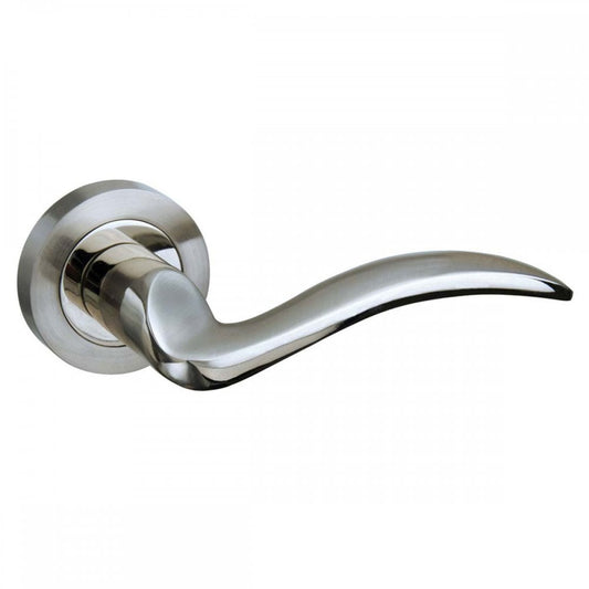 Atlantic UK Hardware Satin Nickel/Polished Nickel Mediterranean Valencia Lever on Round Rose M85SNNP