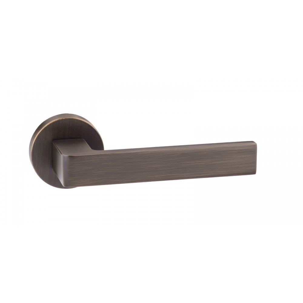 Atlantic UK Hardware Urban Bronze Forme Asti Designer Lever on Minimal Round Rose FMR254UB
