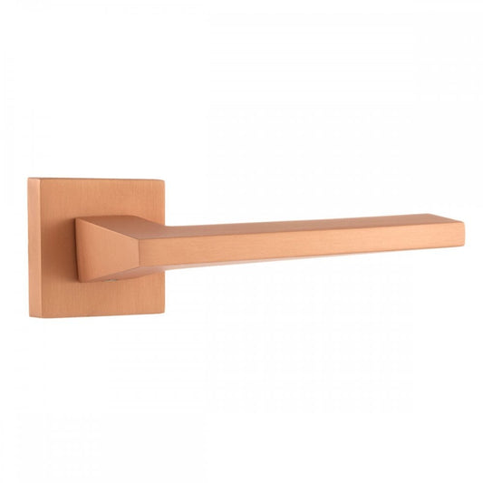 Atlantic UK Hardware Urban Satin Copper Forme Lorena Designer Lever on Minimal Square Rose FMS136USC