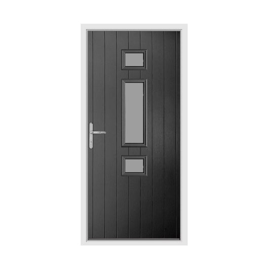 BCD anthracite grey lever composite door with white frame
