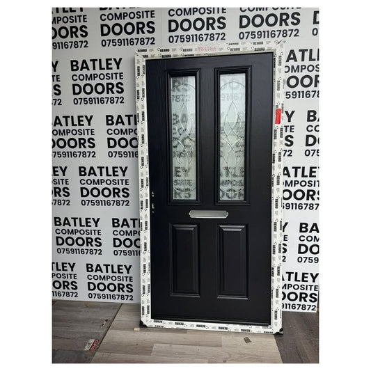 BCD black composite lever handle door with white frame