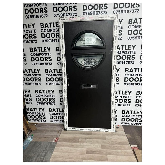 BCD Black Composite Lever Handle Door With White Frame 966X2060MM #1176