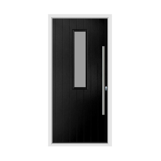 BCD black long bar composite door with white frame