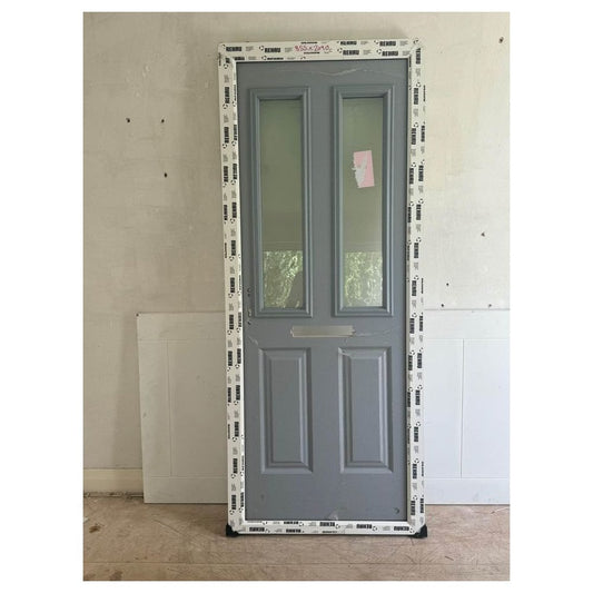 BCD Elephant Grey Composite Lever Handle Door With White Frame 855X2090MM #1135