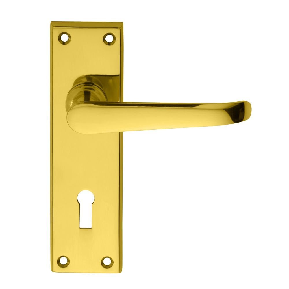 BCD Polished Brass Lock Profile 150mmx43mm Victorian Ascot Lever on Backplate DL30