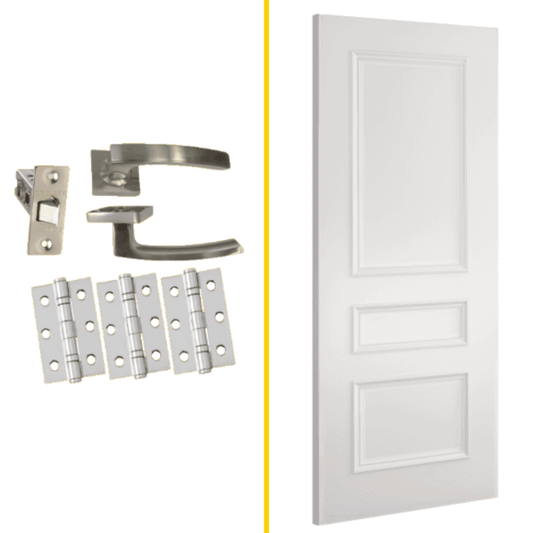 Bundle Deal Deanta Windsor White Primed Internal Door 35WINWHP + Taurus Rose Square Handle SZA6044SQSN