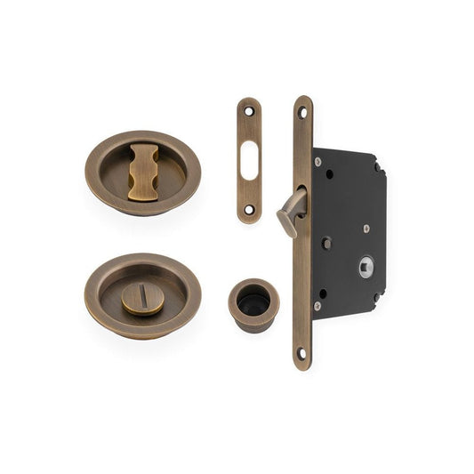 Carlisle Brass AW Antique Brass Radius Sliding Door Locking Set AW110RAB