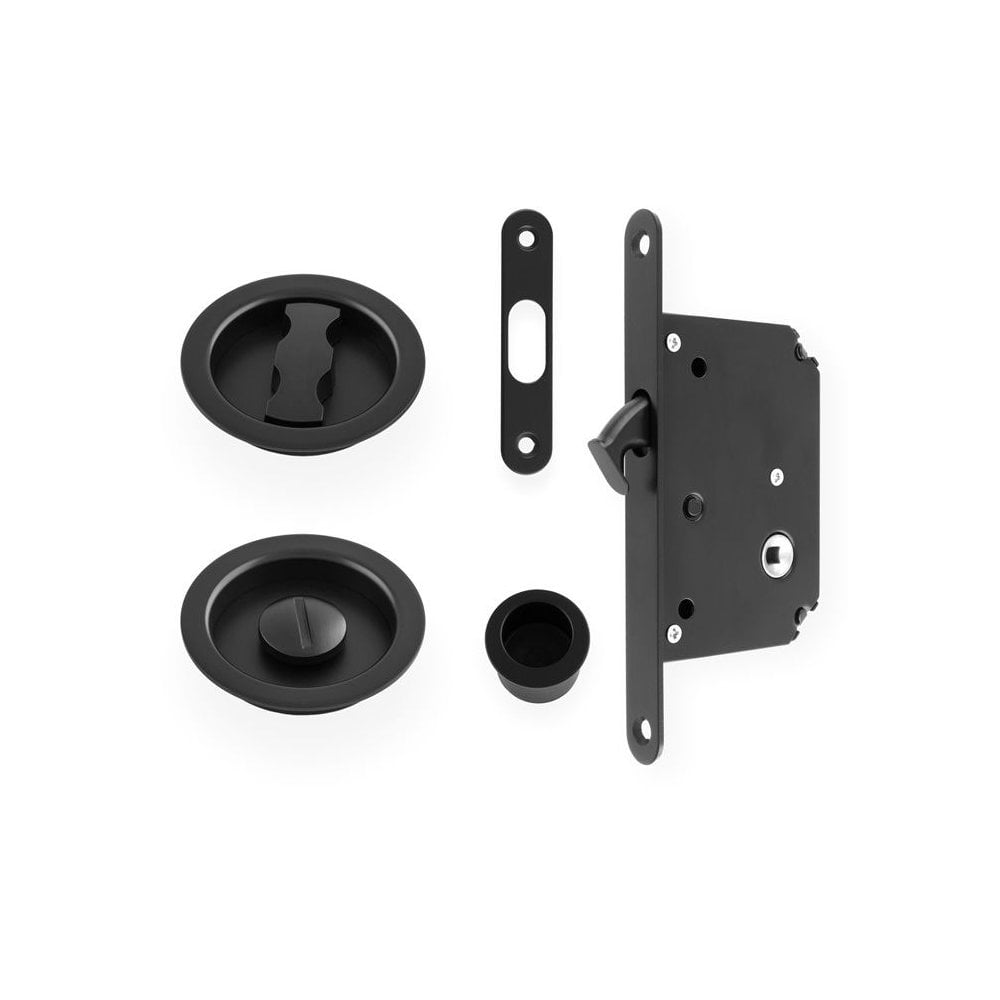 Carlisle Brass AW Matt Black Radius Sliding Door Locking Set AW110RBL