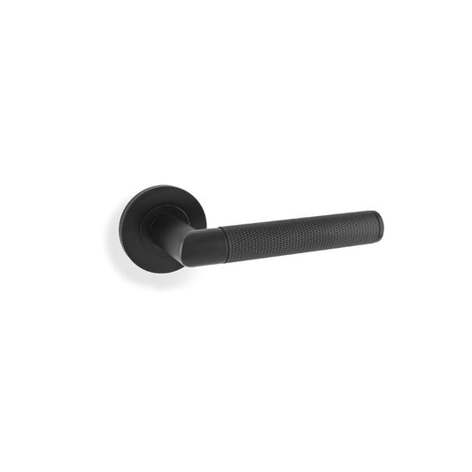 Carlisle Brass Black Harrier Knurled Lever on Round Rose Handle Pair AW210BL