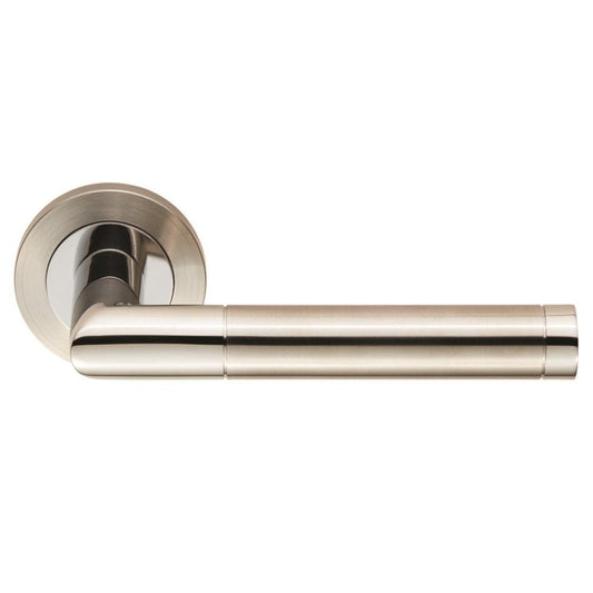 Carlisle Brass Bright/Satin Stainless Steel SWL Treviri Lever on Rose SWL1192DUO