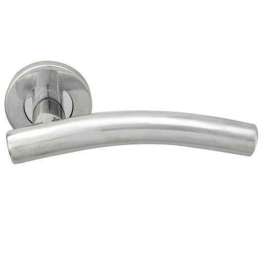 Carlisle Brass Bright Stainless Steel Curved Lever on Sprung Rose Handle CSL1193BSS