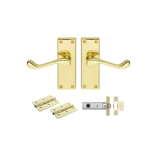 Carlisle Brass Electro Brassed Contract Victorian Scroll Latch Pack GK002EB/INTB