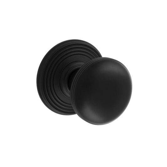 Carlisle Brass Matt Black Delamain Ringed Knob 70mm Dia Rose, 53mm Dia Knob DK39CMB