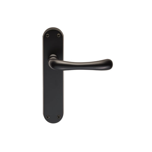 Carlisle Brass Matt Black Latch Ibra Lever on Backplate Range 185mmx42mm EL12MB