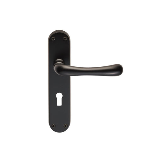 Carlisle Brass Matt Black Lock Profile Ibra Lever on Backplate Range 185mmx42mm EL11MB