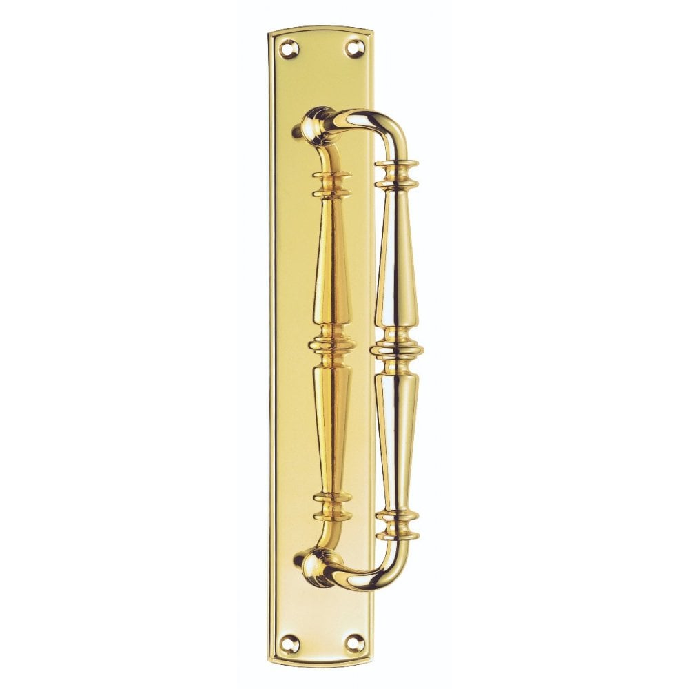 Carlisle Brass Polished Brass 380mmx64mm Backplate, 276mm Handle, 72mm Projetion Ornate Pull Handle PF106