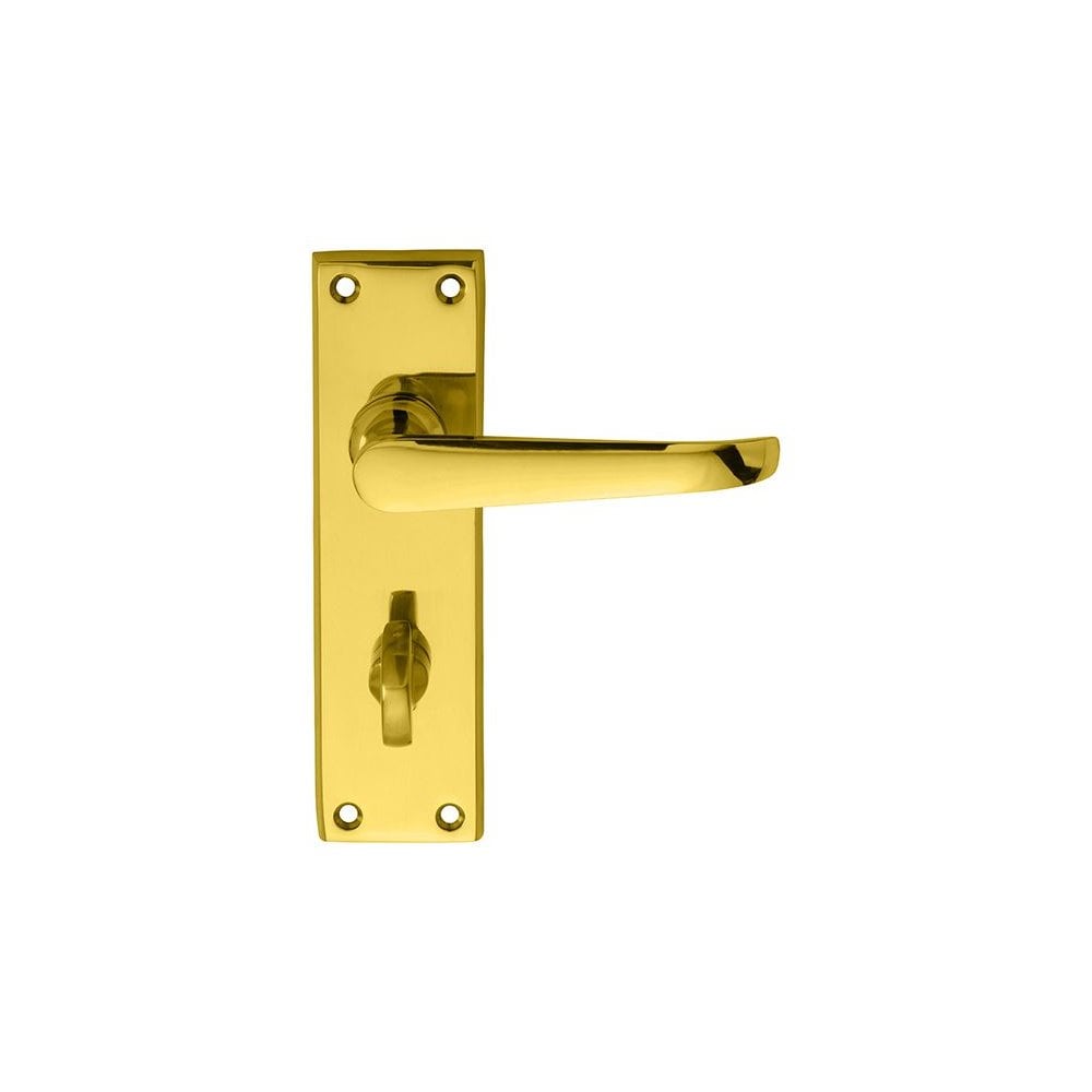 Carlisle Brass Polished Brass Bathroom 150mmx43mm Victorian Ascot Lever on Backplate DL30WC