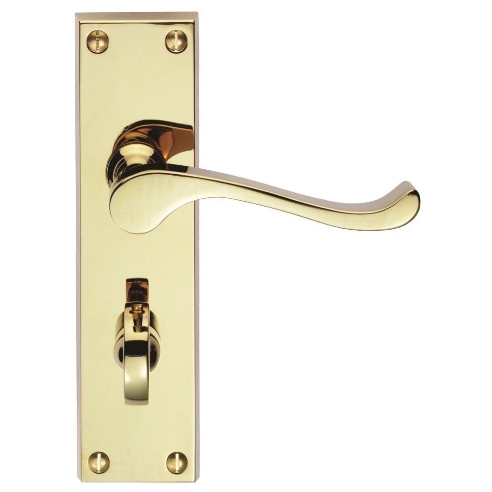 Carlisle Brass Polished Brass Bathroom Boxed 150mmx43mm Victorian Scroll Lever on Backplate DL54WC