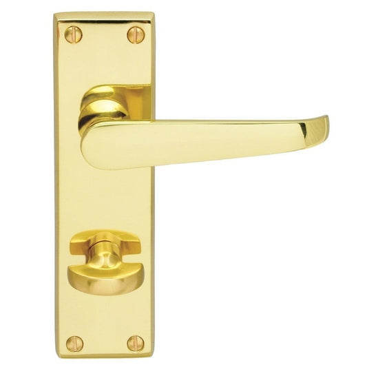 Carlisle Brass Polished Brass Bathroom Boxed 155mmx40mm Contract Victorian Lever on Backplate CBV30WC