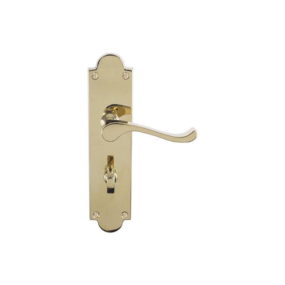 Carlisle Brass Polished Brass Bathroom Victorian Scroll Lever On Shaped Backplate - (Contract Range) CBS68WC