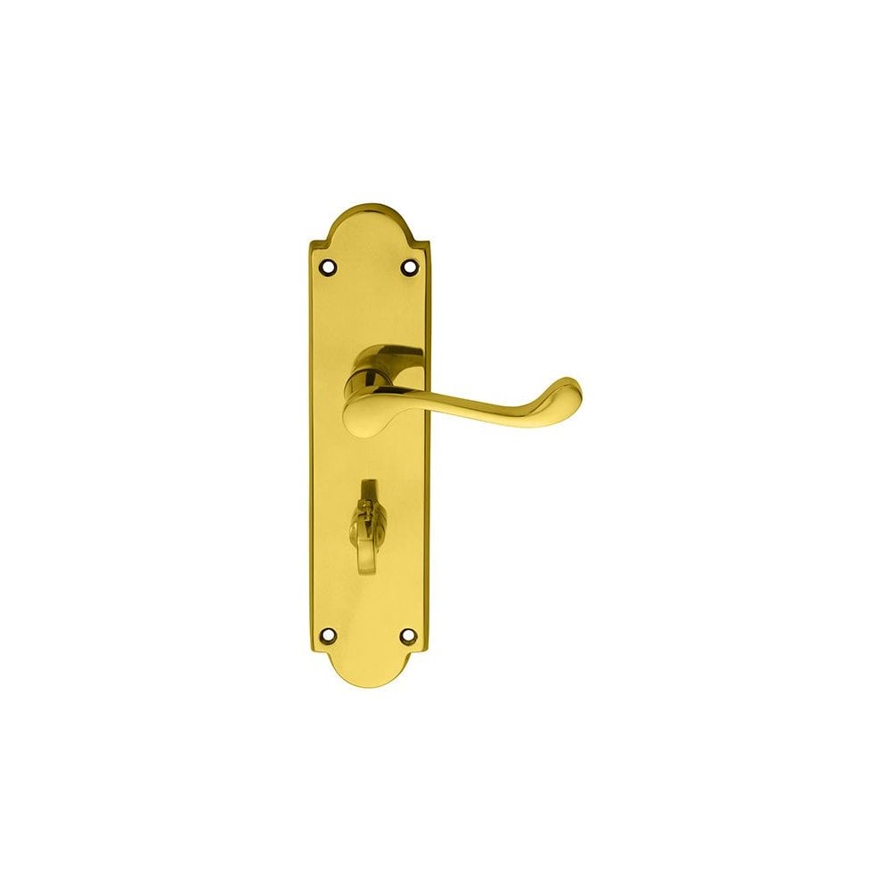 Carlisle Brass Polished Brass Bathroom Victorian Scroll Lever on Shaped Backplate M68WC