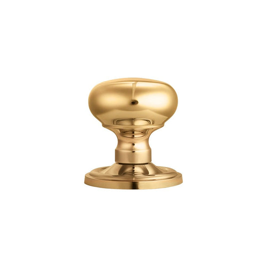 Carlisle Brass Polished Brass Concealed Fix Mushroom Mortice Knob 64mm Dia Rose 58mm Dia Knob, 71mm Projection M35C