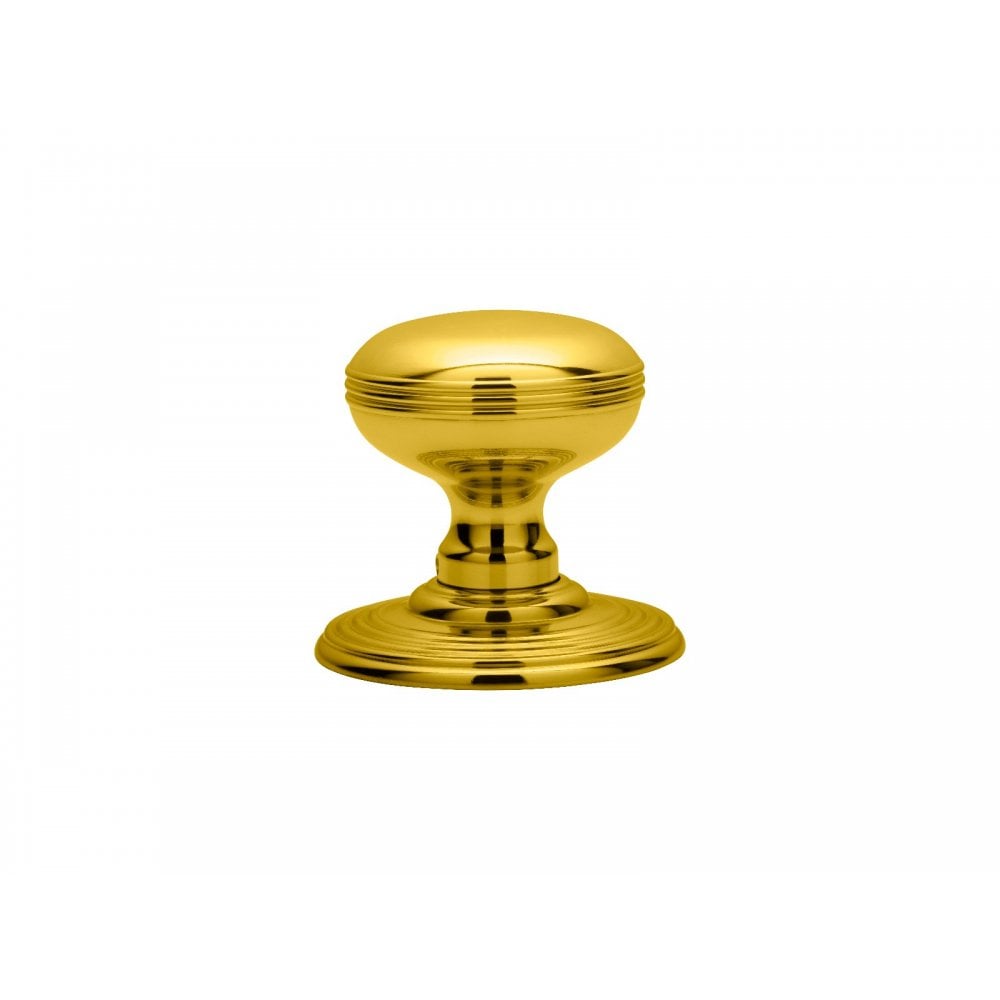 Carlisle Brass Polished Brass Delamain Ringed Knob 70mm Dia Rose, 53mm Dia Knob DK39C