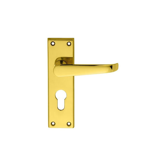 Carlisle Brass Polished Brass Euro Lock Boxed 155mmx40mm Contract Victorian Lever on Backplate CBV30Y