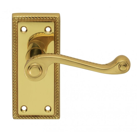 Carlisle Brass Polished Brass Latch 112mmx48mm Georgian Lever on Backplate FG2