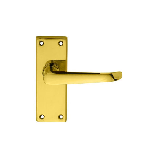 Carlisle Brass Polished Brass Latch 118mmx43mm Victorian Ascot Lever on Backplate DL31