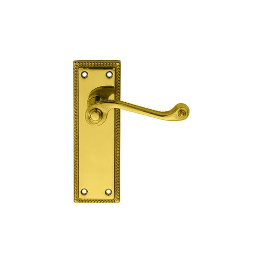 Carlisle Brass Polished Brass Latch 150mmx48mm Georgian Lever on Backplate FG1S