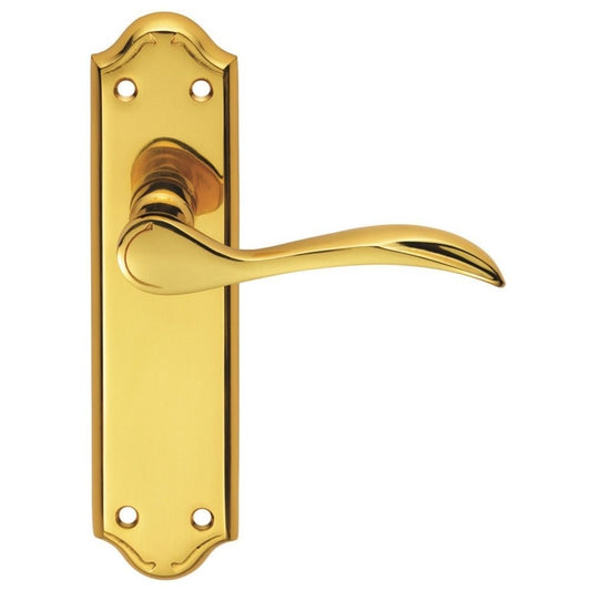 Carlisle Brass Polished Brass Latch 180mmx45mm Backplate Madrid Lever on Backplate DL191