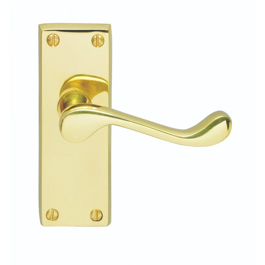 Carlisle Brass Polished Brass Latch Blister Pack Contract Victorian Scroll Lever on Backplate CBS55/BP