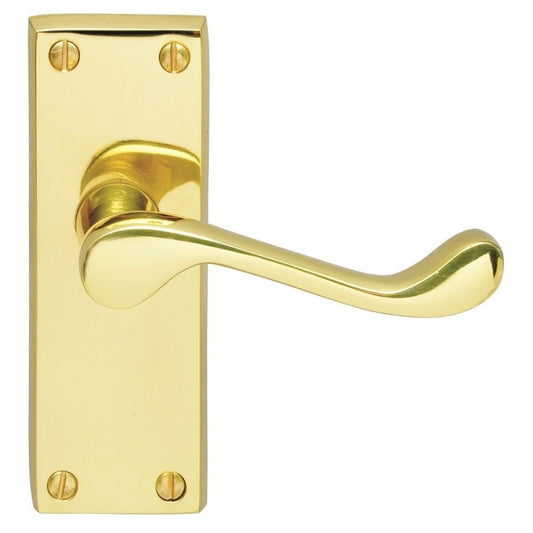 Carlisle Brass Polished Brass Latch Boxed 118mmx43mm Victorian Scroll Lever on Backplate DL55