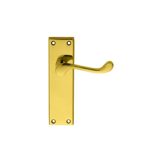 Carlisle Brass Polished Brass Latch Boxed 150mmx43mm Victorian Scroll Lever on Backplate DL54S