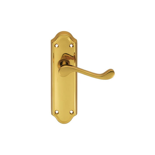 Carlisle Brass Polished Brass Latch Boxed 168mmx48mm Ashtead Lever on Backplate DL18