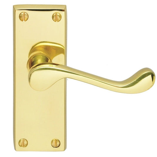 Carlisle Brass Polished Brass Latch Boxed Contract Victorian Scroll Lever on Backplate CBS55